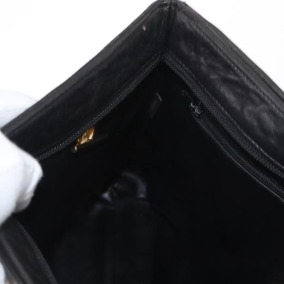 BALLY Chain Shoulder Bag Leather Black Gold Auth BA9129