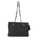 BALLY Chain Shoulder Bag Leather Black Gold Auth BA9129-2