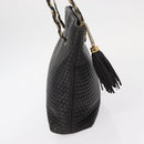 BALLY Chain Shoulder Bag Leather Black Gold Auth BA9129-4