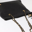 BALLY Chain Shoulder Bag Leather Black Gold Auth BA9129-6
