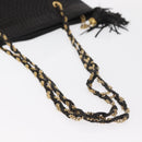 BALLY Chain Shoulder Bag Leather Black Gold Auth BA9129-7