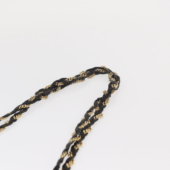 BALLY Chain Shoulder Bag Leather Black Gold Auth BA9129