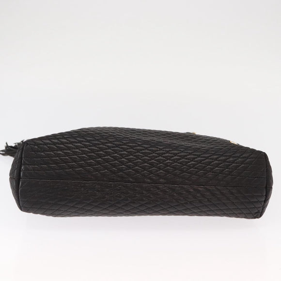 BALLY Chain Shoulder Bag Leather Black Gold Auth BA9129