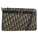 Christian Dior Trotter Canvas Shoulder Bag Navy Gold Auth BA9130-1