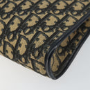 Christian Dior Trotter Canvas Shoulder Bag Navy Gold Auth BA9130-10