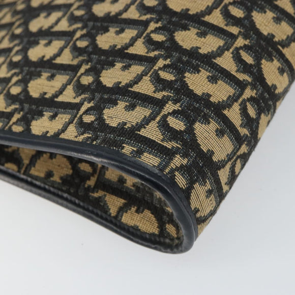 Christian Dior Trotter Canvas Shoulder Bag Navy Gold Auth BA9130