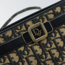Christian Dior Trotter Canvas Shoulder Bag Navy Gold Auth BA9130-14
