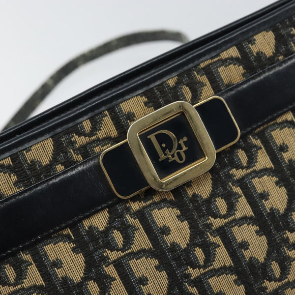 Christian Dior Trotter Canvas Shoulder Bag Navy Gold Auth BA9130