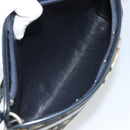 Christian Dior Trotter Canvas Shoulder Bag Navy Gold Auth BA9130-17