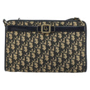 Christian Dior Trotter Canvas Shoulder Bag Navy Gold Auth BA9130-2