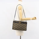 Christian Dior Trotter Canvas Shoulder Bag Navy Gold Auth BA9130-20