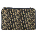 Christian Dior Trotter Canvas Shoulder Bag Navy Gold Auth BA9130-3