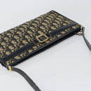 Christian Dior Trotter Canvas Shoulder Bag Navy Gold Auth BA9130-6