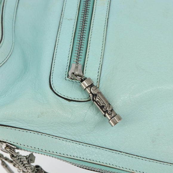 Gianni Versace Shoulder Bag Leather Peppermint Silver Auth BA9132