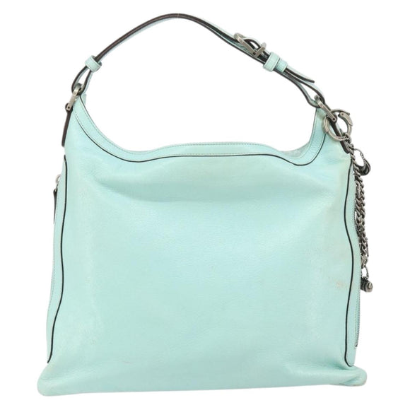 Gianni Versace Shoulder Bag Leather Peppermint Silver Auth BA9132