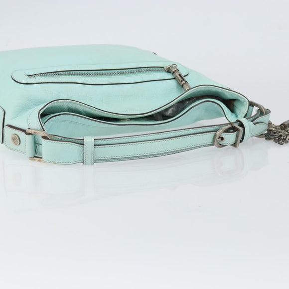 Gianni Versace Shoulder Bag Leather Peppermint Silver Auth BA9132