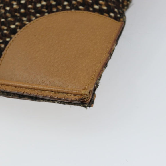 PRADA Hand Bag Cotton Brown Silver Auth BA9135