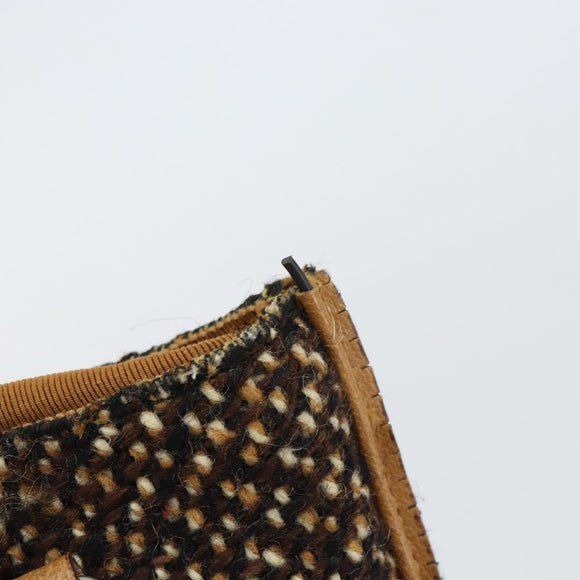 PRADA Hand Bag Cotton Brown Silver Auth BA9135