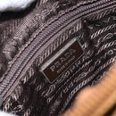 PRADA Hand Bag Cotton Brown Silver Auth BA9135-19