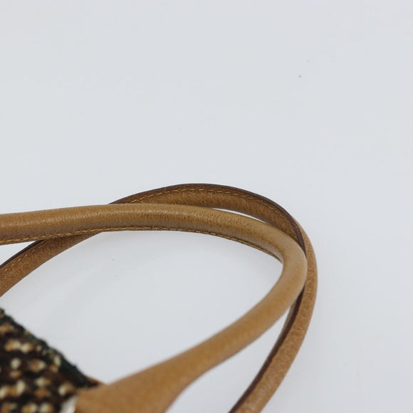PRADA Hand Bag Cotton Brown Silver Auth BA9135