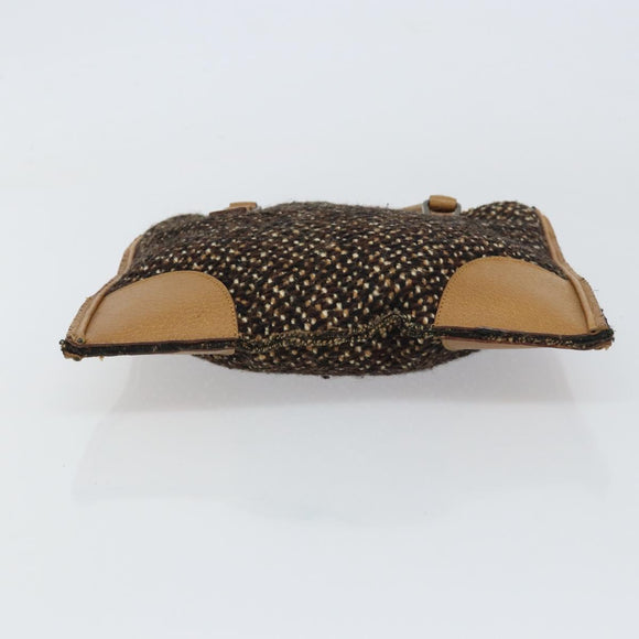 PRADA Hand Bag Cotton Brown Silver Auth BA9135