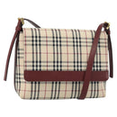 BURBERRY Nova Check Shoulder Bag Canvas Beige Gold Auth BA9136-1