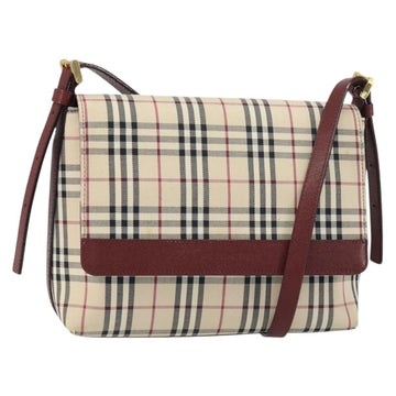 BURBERRY Nova Check Shoulder Bag Canvas Beige Gold Auth BA9136
