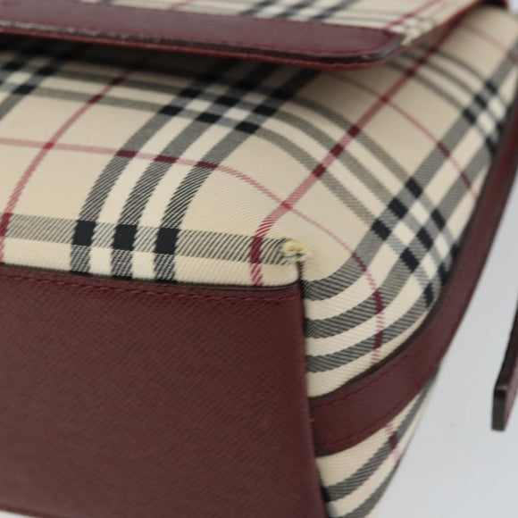 BURBERRY Nova Check Shoulder Bag Canvas Beige Gold Auth BA9136