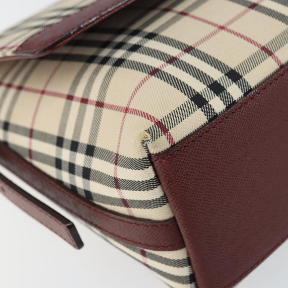 BURBERRY Nova Check Shoulder Bag Canvas Beige Gold Auth BA9136