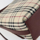 BURBERRY Nova Check Shoulder Bag Canvas Beige Gold Auth BA9136-16