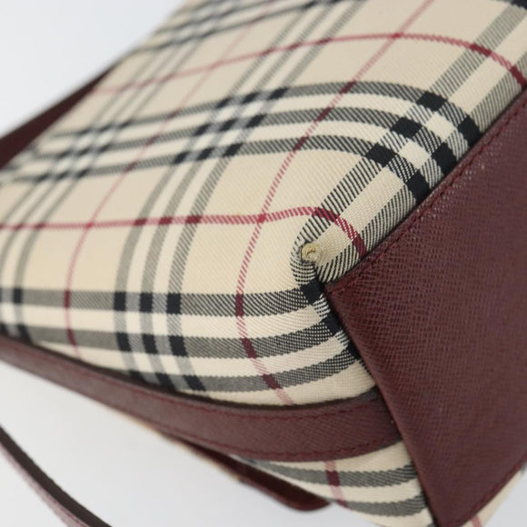 BURBERRY Nova Check Shoulder Bag Canvas Beige Gold Auth BA9136