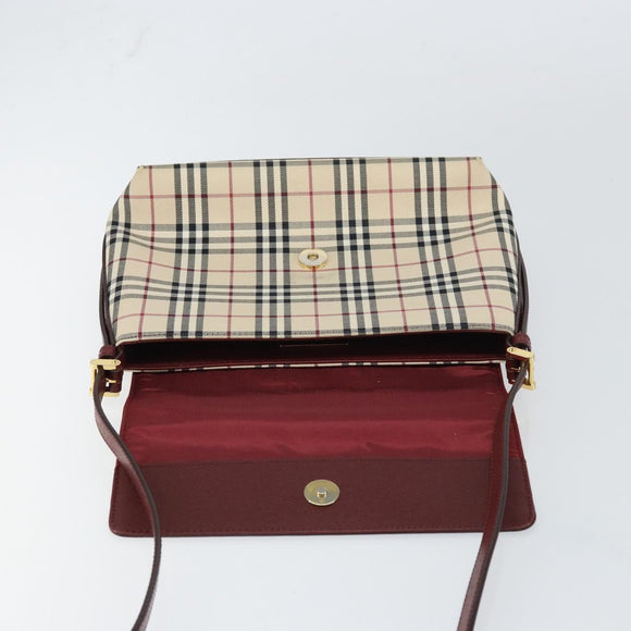 BURBERRY Nova Check Shoulder Bag Canvas Beige Gold Auth BA9136