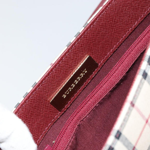 BURBERRY Nova Check Shoulder Bag Canvas Beige Gold Auth BA9136