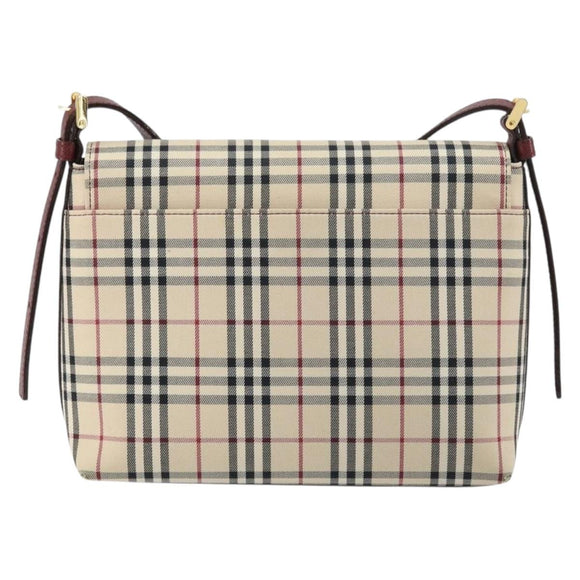 BURBERRY Nova Check Shoulder Bag Canvas Beige Gold Auth BA9136