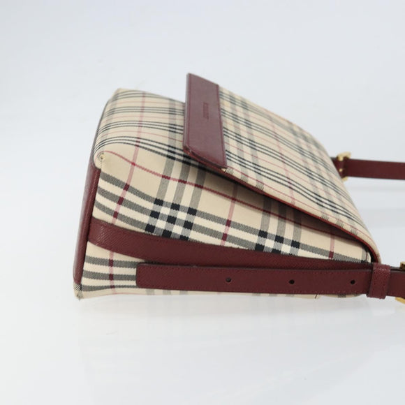 BURBERRY Nova Check Shoulder Bag Canvas Beige Gold Auth BA9136