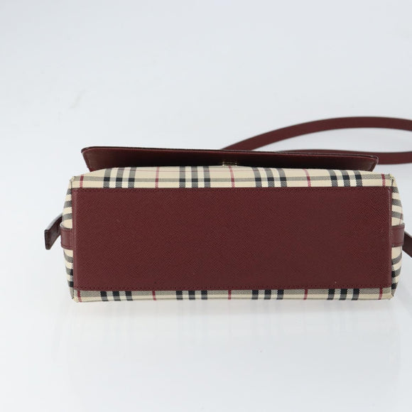 BURBERRY Nova Check Shoulder Bag Canvas Beige Gold Auth BA9136