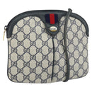 GUCCI GG Supreme Sherry Line Shoulder Bag PVC Navy Gold 904 02 047 Auth BA9137-1