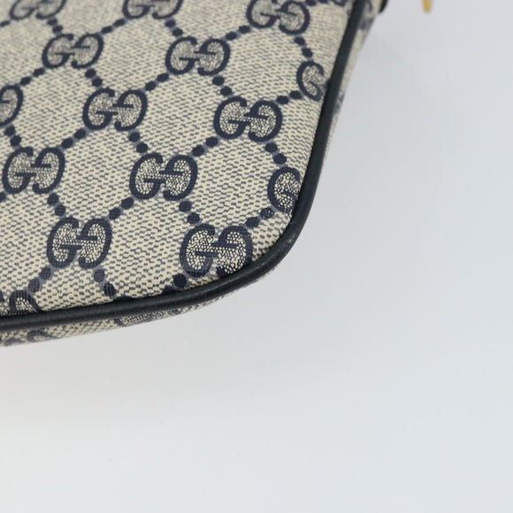 GUCCI GG Supreme Sherry Line Shoulder Bag PVC Navy Gold 904 02 047 Auth BA9137