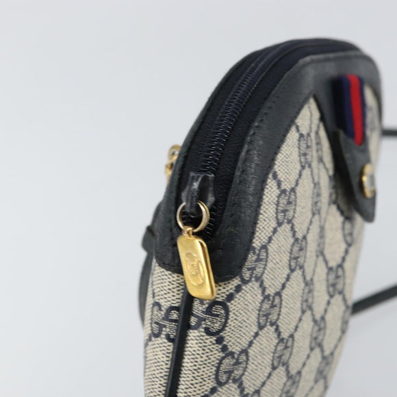 GUCCI GG Supreme Sherry Line Shoulder Bag PVC Navy Gold 904 02 047 Auth BA9137