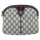 GUCCI GG Supreme Sherry Line Shoulder Bag PVC Navy Gold 904 02 047 Auth BA9137-2