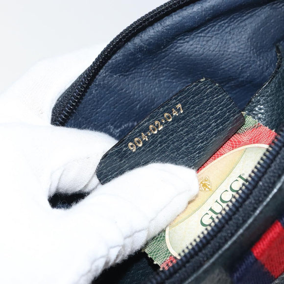 GUCCI GG Supreme Sherry Line Shoulder Bag PVC Navy Gold 904 02 047 Auth BA9137