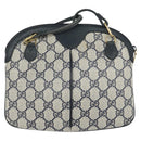 GUCCI GG Supreme Sherry Line Shoulder Bag PVC Navy Gold 904 02 047 Auth BA9137-3