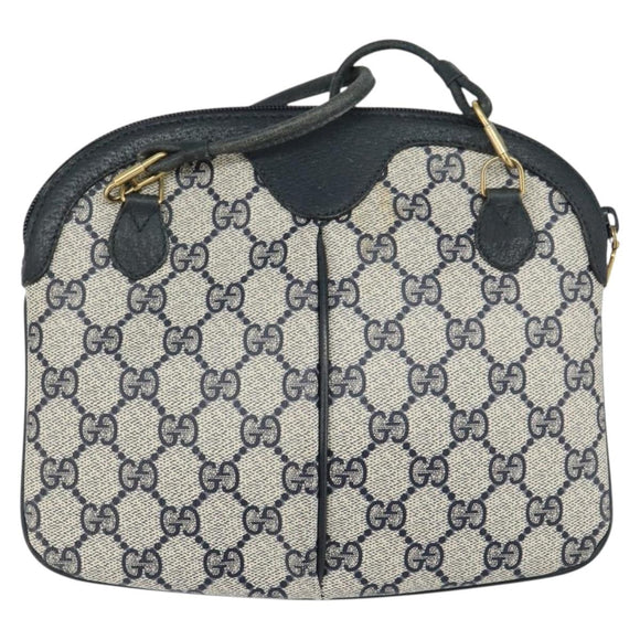 GUCCI GG Supreme Sherry Line Shoulder Bag PVC Navy Gold 904 02 047 Auth BA9137