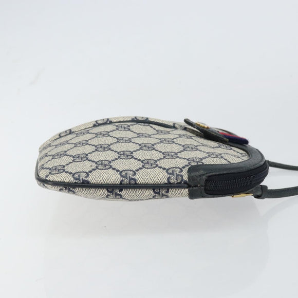 GUCCI GG Supreme Sherry Line Shoulder Bag PVC Navy Gold 904 02 047 Auth BA9137