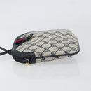 GUCCI GG Supreme Sherry Line Shoulder Bag PVC Navy Gold 904 02 047 Auth BA9137-5