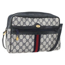 GUCCI GG Supreme Sherry Line Shoulder Bag PVC Navy Gold 42 01 4071 Auth BA9140-1