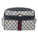 GUCCI GG Supreme Sherry Line Shoulder Bag PVC Navy Gold 42 01 4071 Auth BA9140-2