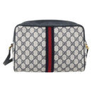 GUCCI GG Supreme Sherry Line Shoulder Bag PVC Navy Gold 42 01 4071 Auth BA9140-3