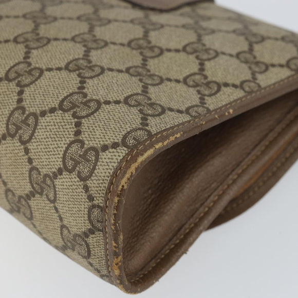 GUCCI GG Supreme Web Sherry Line Clutch Bag PVC Beige Gold 89 01 030 Auth BA9141