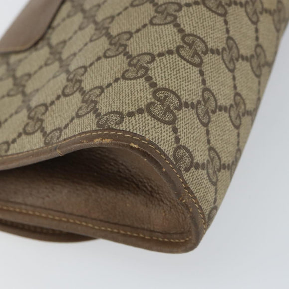 GUCCI GG Supreme Web Sherry Line Clutch Bag PVC Beige Gold 89 01 030 Auth BA9141